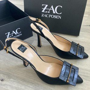 Zac Posen - Nena Buckled Leather Slingback Pump - 8.5M, BLACK